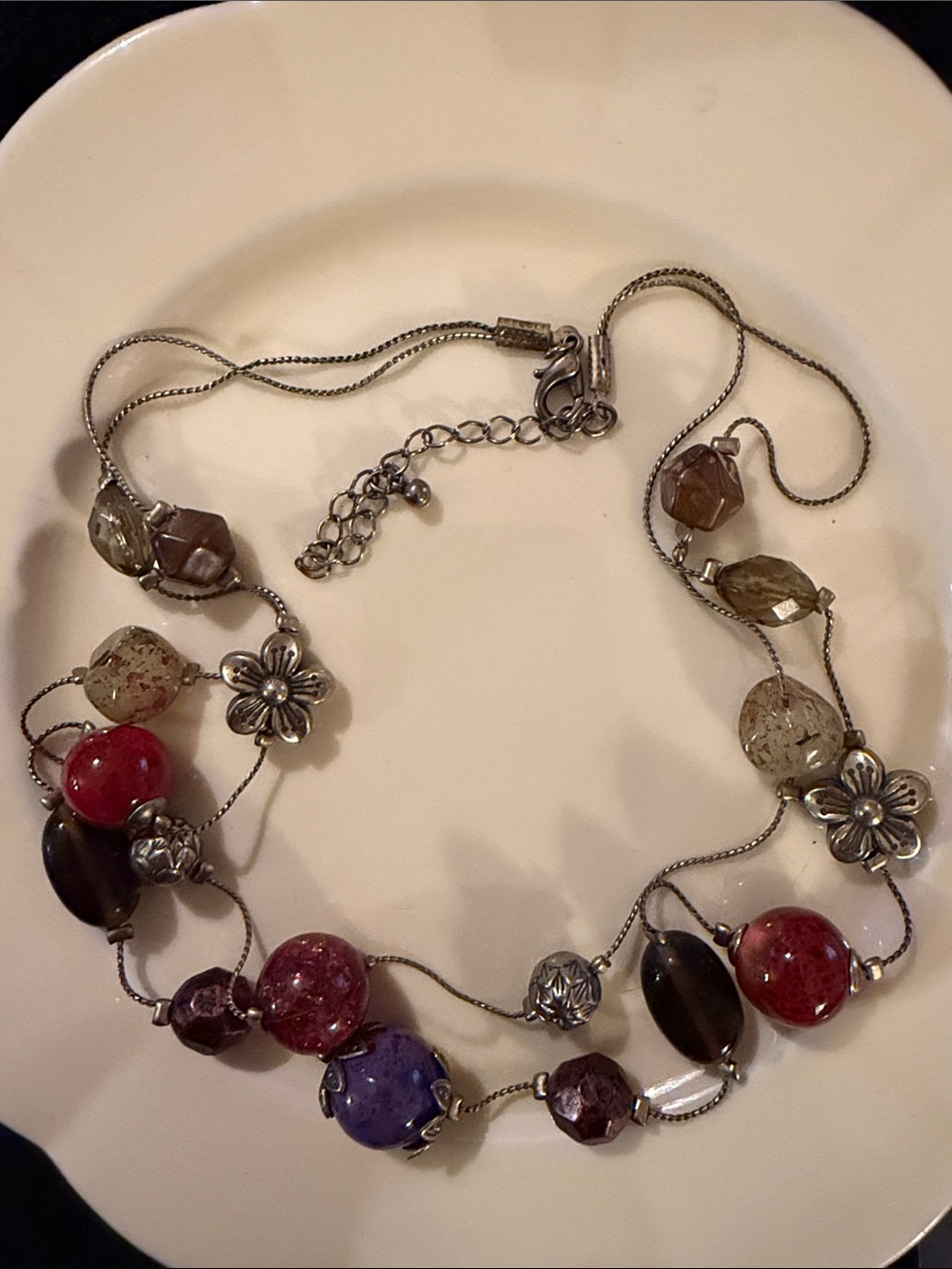 Handcrafted Multicolor Beaded Women’s Necklace - Floral Accents